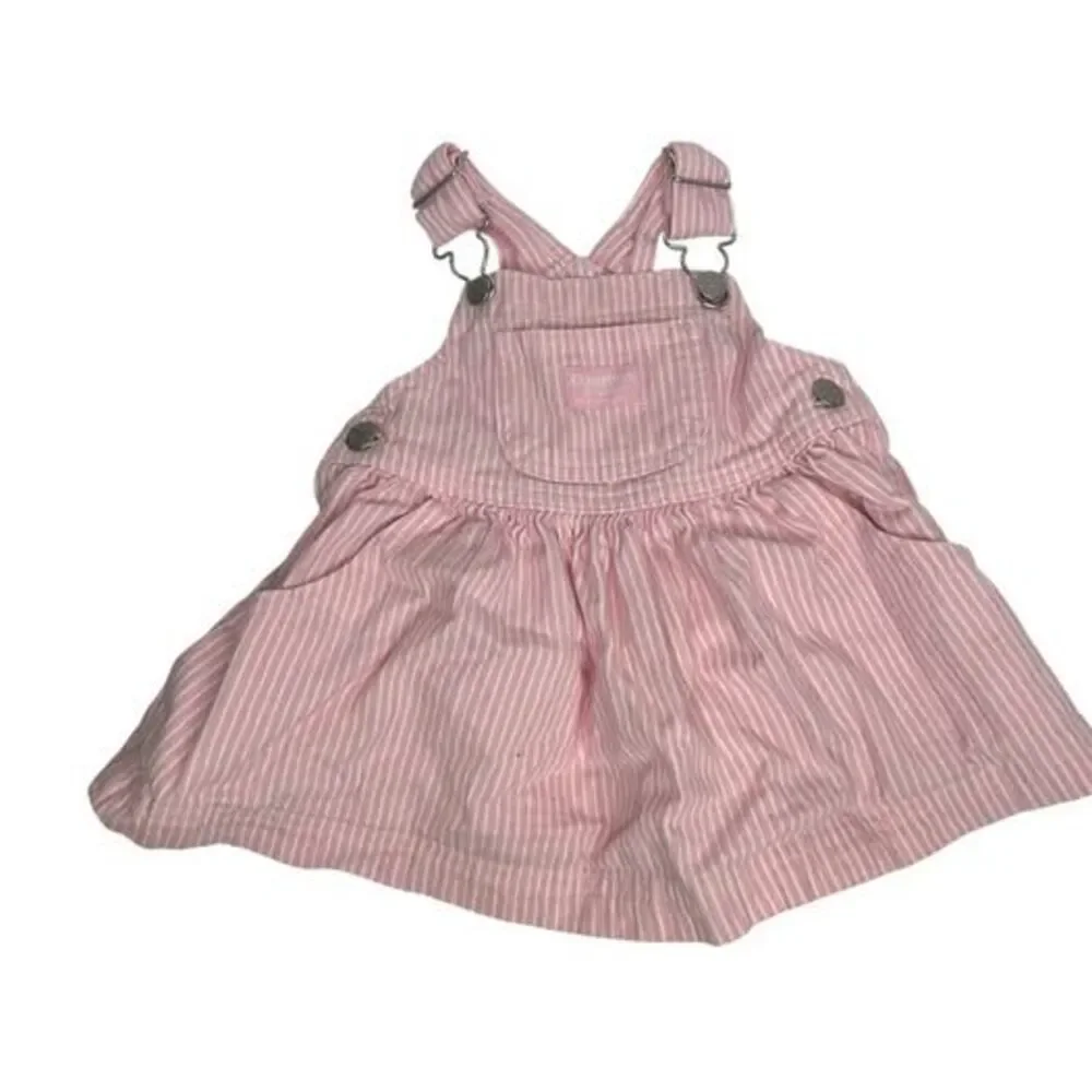 OshKosh B'Gosh pink striped overall dress 12M